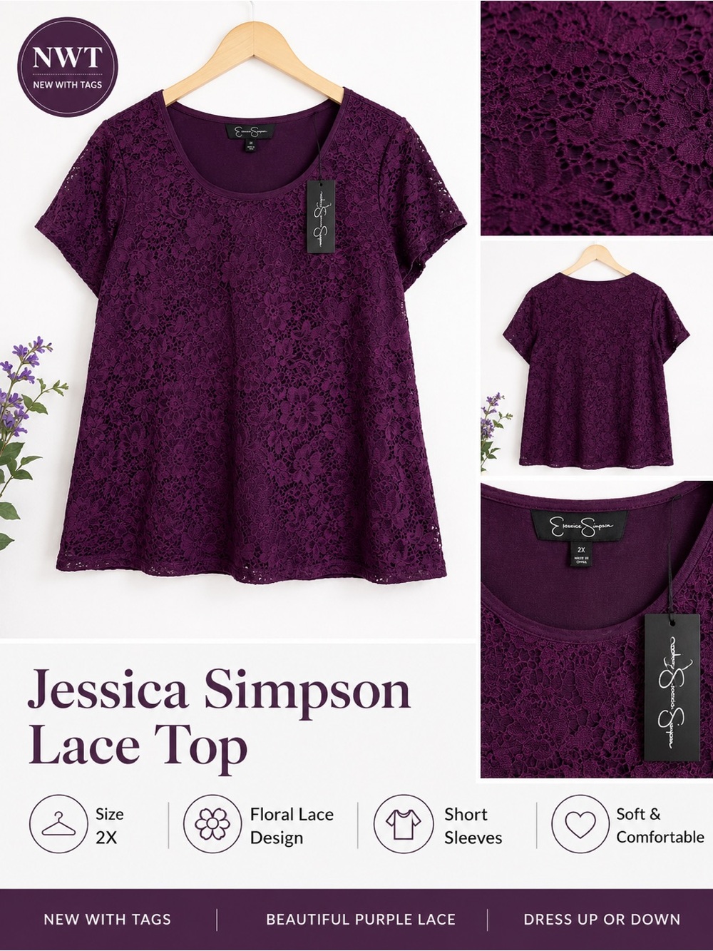 NWT Jessica Simpson Lace Top